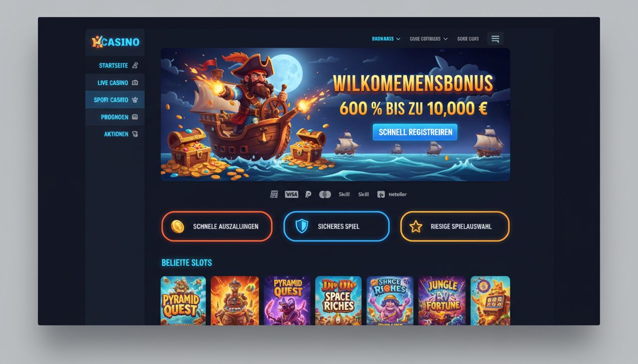 Startseite von Smashcasino mit Willkommensbanner, Menü und Auswahl beliebter Spielautomaten